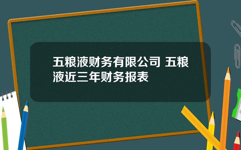 五粮液财务有限公司 五粮液近三年财务报表